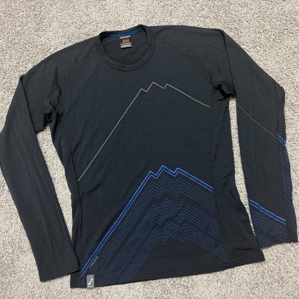 Icebreaker Bodyfit 200 Merino Wool Long Sleeve Slim Crewneck Graphic Mens Medium
